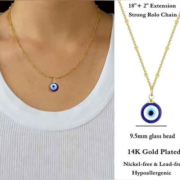 🧿 Evil Eye 🧿 Gold Necklace - Picture 2 of 2